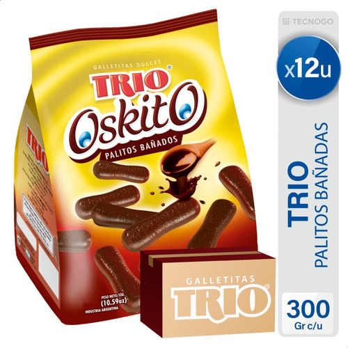 Caja Palitos Bañados En Chocolate Galletitas Trio Oskito