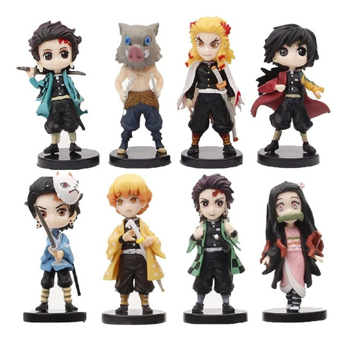 Demon Slayer Kimetsu No Yaiba Pack 8 Mini Figuras 7cm