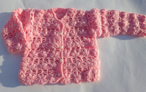 Saquito Crochet Bebé Rosa