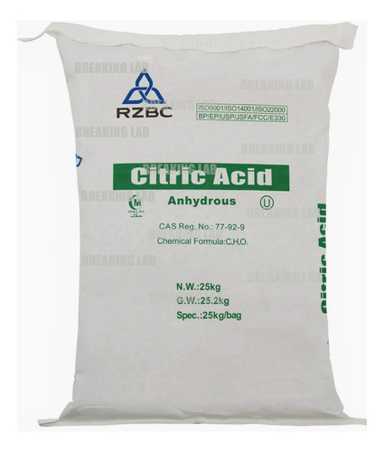 Acido Anhidro Citrico Puro 25kg Bolsón Calidad Premium Fragancia Cítrica