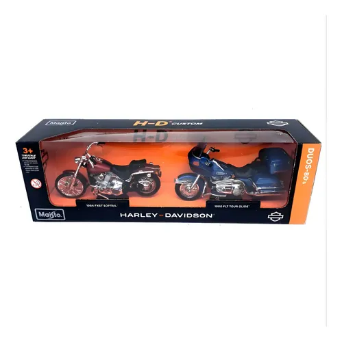 Pack C/ 2 Motos Harley Davidson Duos 80's 1:18 Maisto Preto