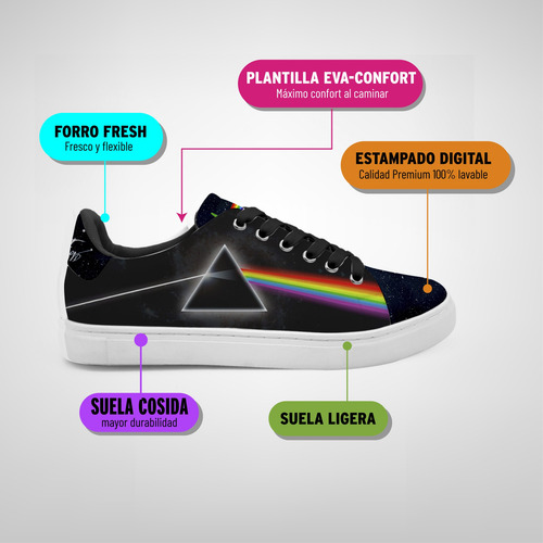 Tenis The Dark Side Of The Moon Negro Agujeta Talla Grande