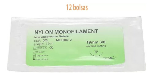 Hilo Nylon 3-0 Generic Hilos De Práctica De Sutura 12 Bolsas