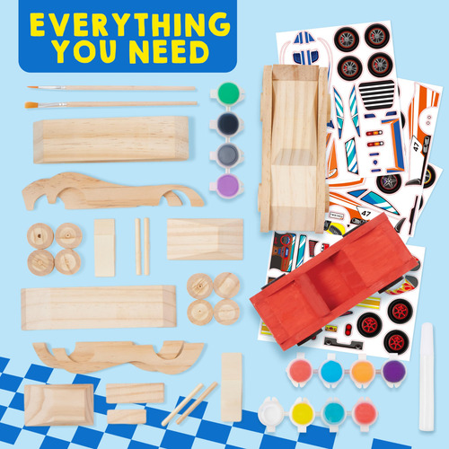 Kit De Manualidades De Madera 4 Autos De Carreras Diy