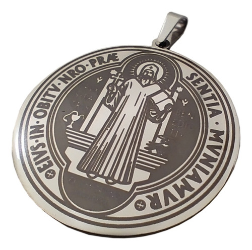 Medalla San Benito - Acero Quirúrgico - Grabado Láser