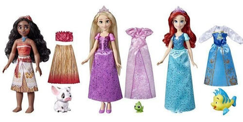 Disney Princesas - Moana Rapunzel Y Ariel Con Mascotas