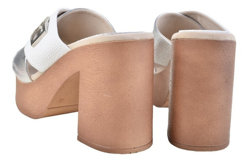 Zuecos Sandalias Taco Alto De Cuero De Mujer Linx - Ferraro