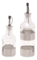 Comprar Set Aceitera Y Vinagrera Vidrio Y Metal Con Pico Vertedor