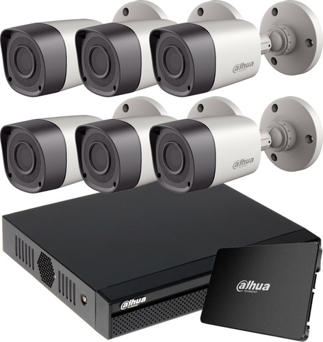 Imagen 1 de 9 de Kit Seguridad Dahua Full Hd Dvr 8 + Disco 1 Tb Instalado + 6 Camaras 2mp 1080p Exterior Infrarrojas + Ip M3k