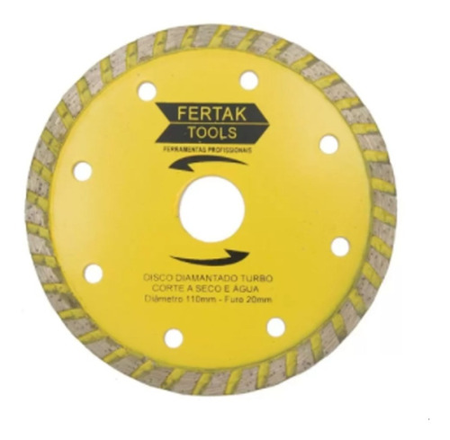 Disco Corte Diamantado Turbo 110m Furo 20mm Fertak 2802