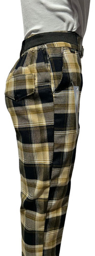 Pantalón Escoces Escolar Para Uniforme Con Resorte Caqui Y Azul Marino 6