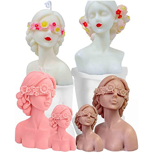 Moldes De Silicona Para Vela 2 Mujeres C/venda-tocado Floral