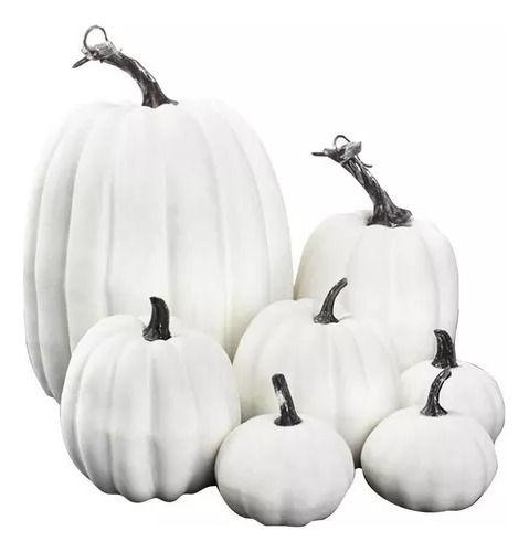 7 Unidades De Calabazas Artificiales Para Decoración De Cose