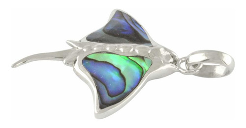 Dije De Mantarraya Con Abulón Natural En Plata De Ley