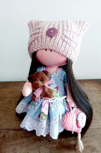 Imagem 6 de 10 de Boneca Russa De Pano Com Touca De Tricot