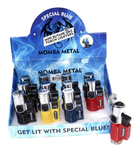 Encendedor Mini Soplete Momba 3 Flamas Recargable Caja 12 Pz