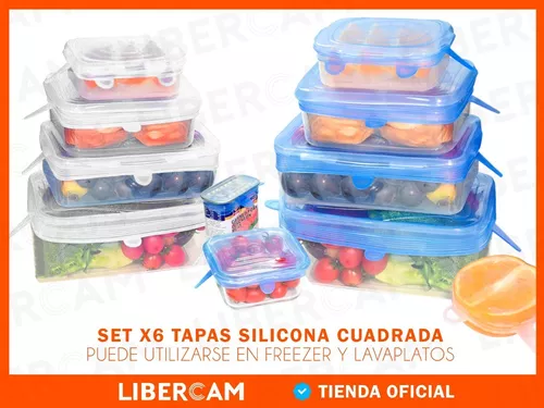 Tapas Silicona Set Reutilizable Ajustable Cocina Cuadrada