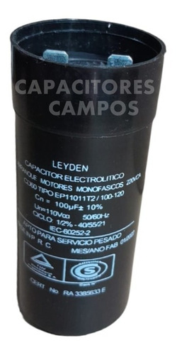 Capacitor Electrolítico 100/120 Uf Para Arranque De Motores