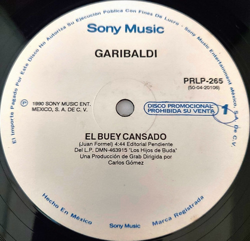 Garibaldi - El Buey Cansado Single Promo  Lp