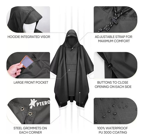 Capa Impermeable Portátil Para Lluvia Gabardina Rompevientos