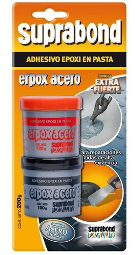 Adhesivo Epoxi Erpox Acero En Pasta Extra Fuerte Suprabond 