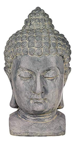 Cabeza De Buda Estatua De Resina Fundido 18 1/2 Alto Y Exter