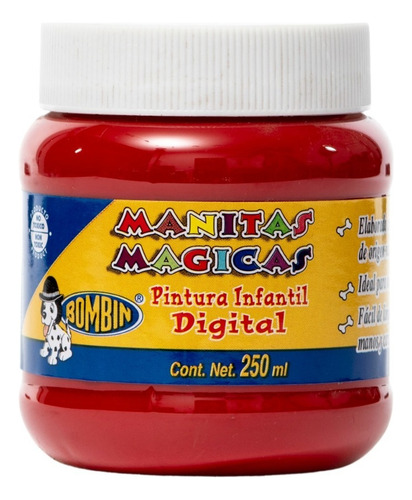 Pintura Digital Infantil Bombin Manitas Mágicas Niños 250ml Color Rojo