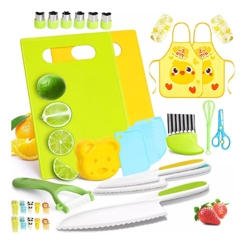 Juego De 33 Cuchillos Seguros Para Cocinar Para Niños