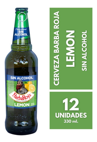 Cerveza Barba Roja Lemon Sin Alcohol Pack X 12 X 330ml. 
