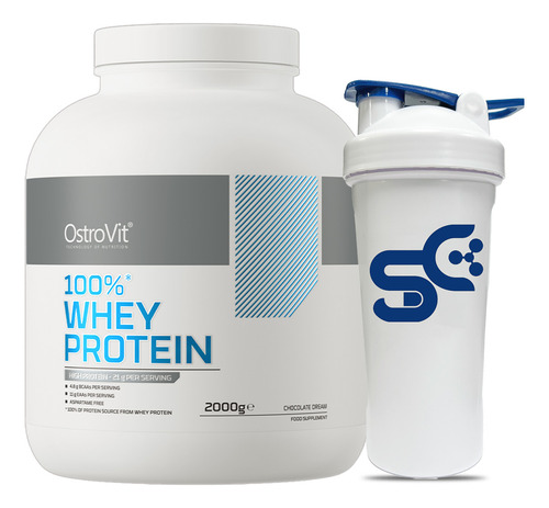 Proteina 100% Whey 2000g 66 Sv Ostrovit Mas Shaker