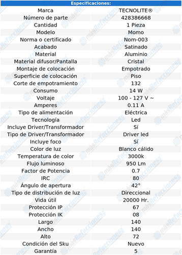 Lampara Empotrada En Piso Satin 14w Luz Suave Cálida Hled-65