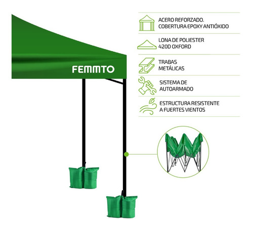 Imagen 3 de 10 de Gazebo Para Playa 3x3 Metros Autoarmable Plegable Reforzado