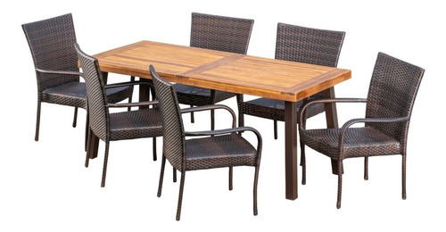 Juego De Comedor 4 Sillas Fijas 2 Giratorias Hampton Bay Color Café