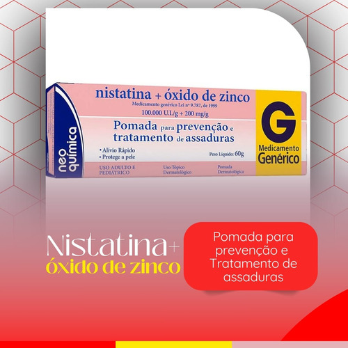 Pomada Creme Para Assadura Nistatina Óxido Zinco 60g Kit 3un