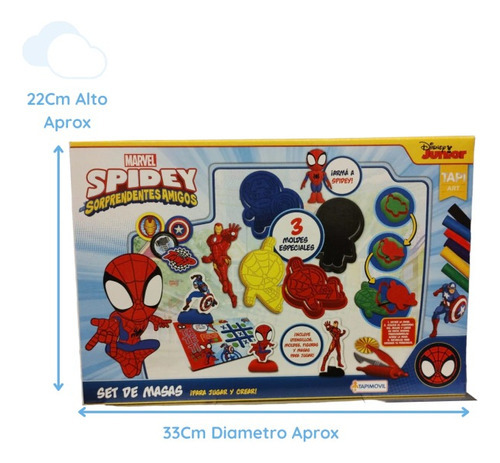 Imagen 3 de 5 de Set De Arte C/masas Accesorios Spiderman Hombre Araña Spidey Color Multicolor