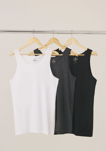 Kit Com 3 Regatas Masculinas Básicas Slim Hering
