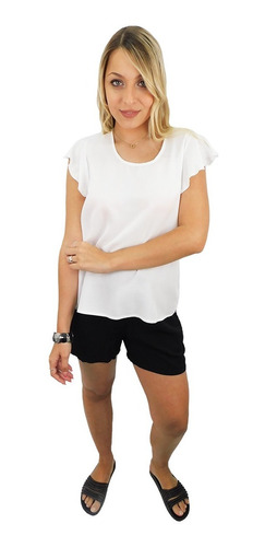 Imagen 4 de 10 de Blusa Mujer Suelta Verano Mangas Volado Fiesta Vestir Chic