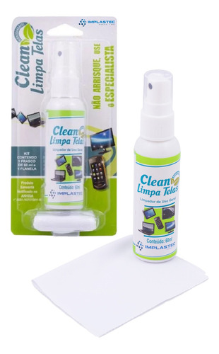 Clean Limpa Telas 60ml Implastec Com Flanela Anti Risco
