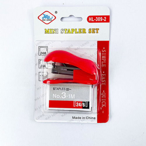 Engrapadora Mini Escolar U Oficina Con Caja De Grapas Amarillo