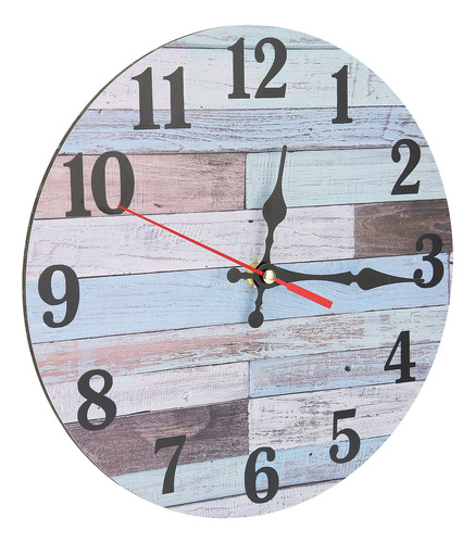 Reloj De Pared De Madera De Estilo Industrial Redondo Y Sile
