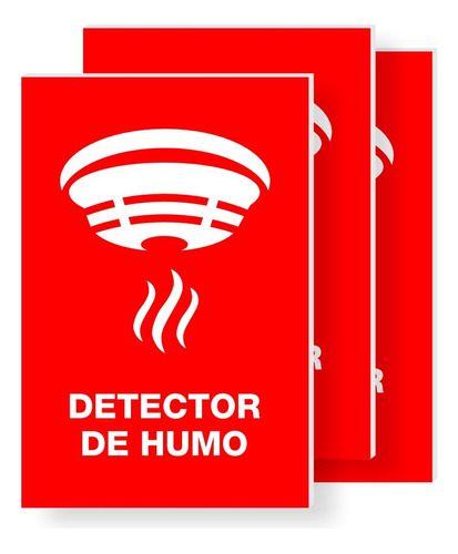 3 Piezas Señalamiento Letrero Detector De Humo 30x20