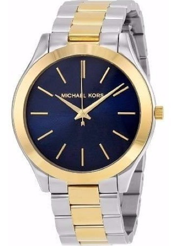 Correa de reloj Michael Kors Mk3479 Slim Runway Mixed Dorado Azul Color $$$ Color del bisel no color de fondo