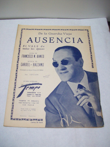 Adp Partitura Ausencia De La Guardia Vieja Vals F. Bianco (Usado)
