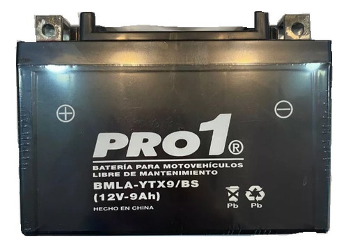 Bateria Moto Pro1 Ytx9-bs Gel Libre Mantenimiento 12v 9ah