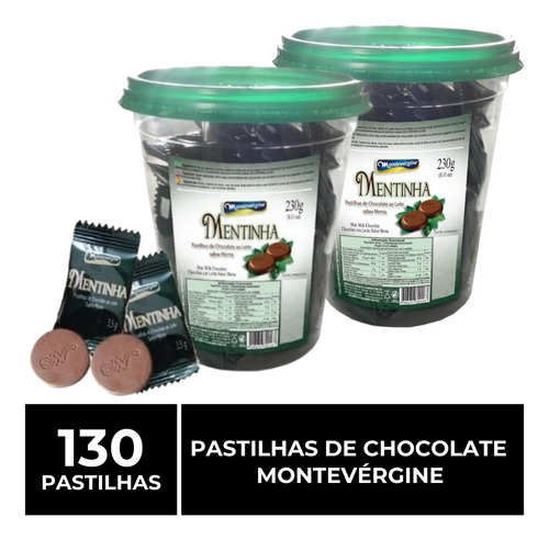 130 Pastilhas De Chocolate Com Menta, Mentinha, Montevérgine