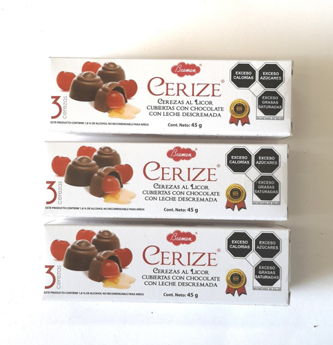 Chocolate Con Cereza Al Licor Bremen. 12 Cajitas De 3 Piezas