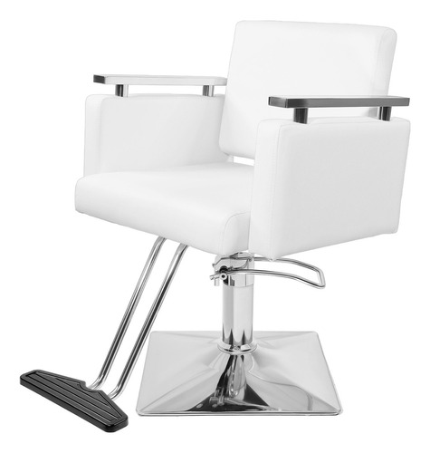 Sillon Silla Barberia Estetica Cuadrada 360° Moderna Color Blanco Tipo de respaldo Fijo