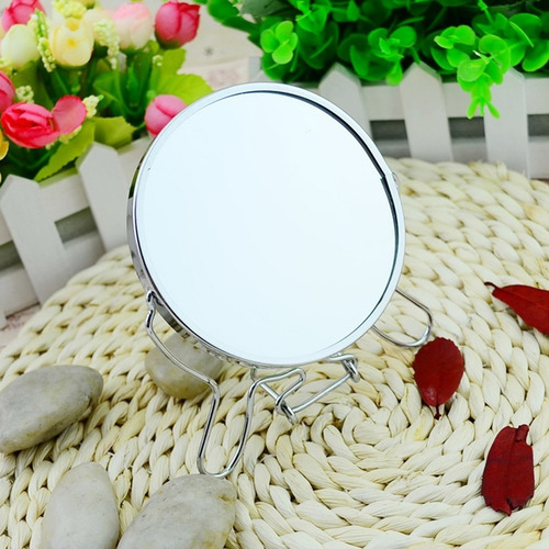 Espejo 360* De Maquillaje Doble Cara Zoom Aumenx2 Belleza Marco Plateado