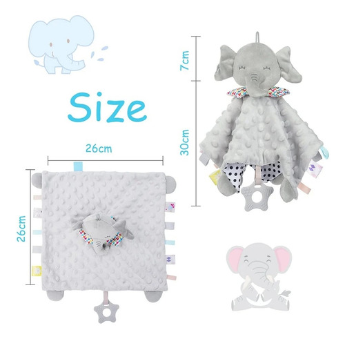 Eléfante De Peluche Tipo Mantita Sensorial Para Bebé