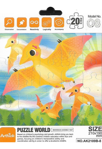Set De 6 Rompecabezas De Dinosaurios, 20 Piezas C/u. Set 2